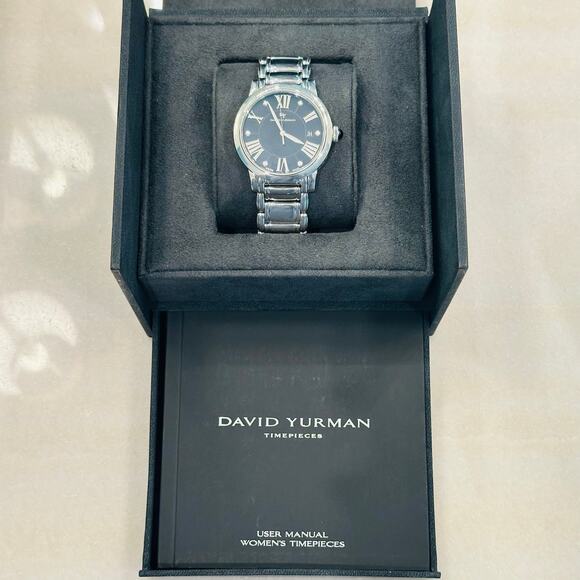 David Yurman Classic Watch Stainless Steel Black Mother of Pearl Dial 38mm